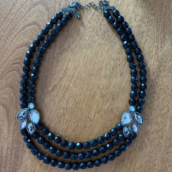 Black Beaded Statement Necklace - Picture 2 of 2